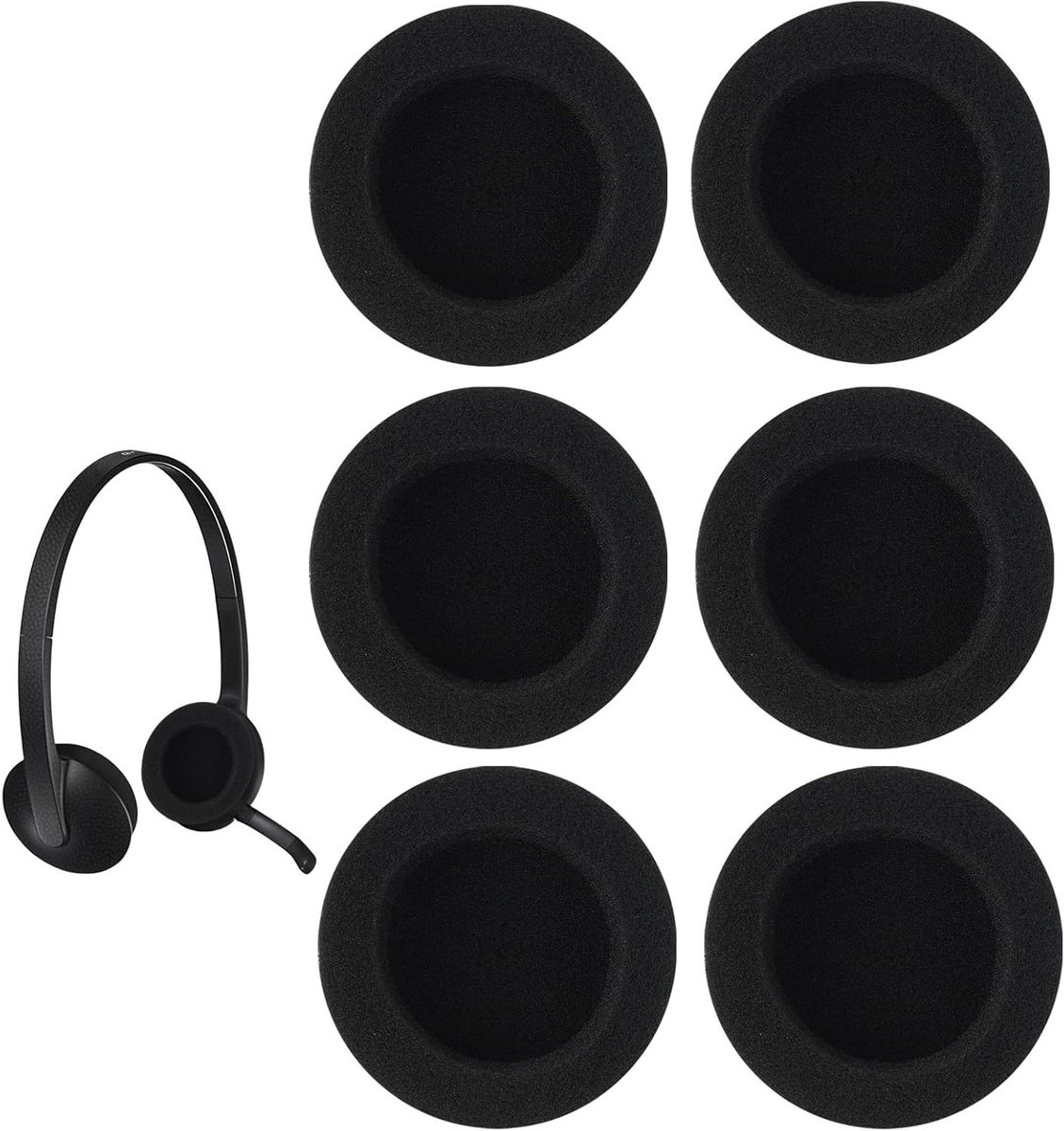 Vervangende oorkussens - Koptelefoon kussens - Comfortabel luisteren - Ademend schuim - 6 stuks 50mm - Zwart