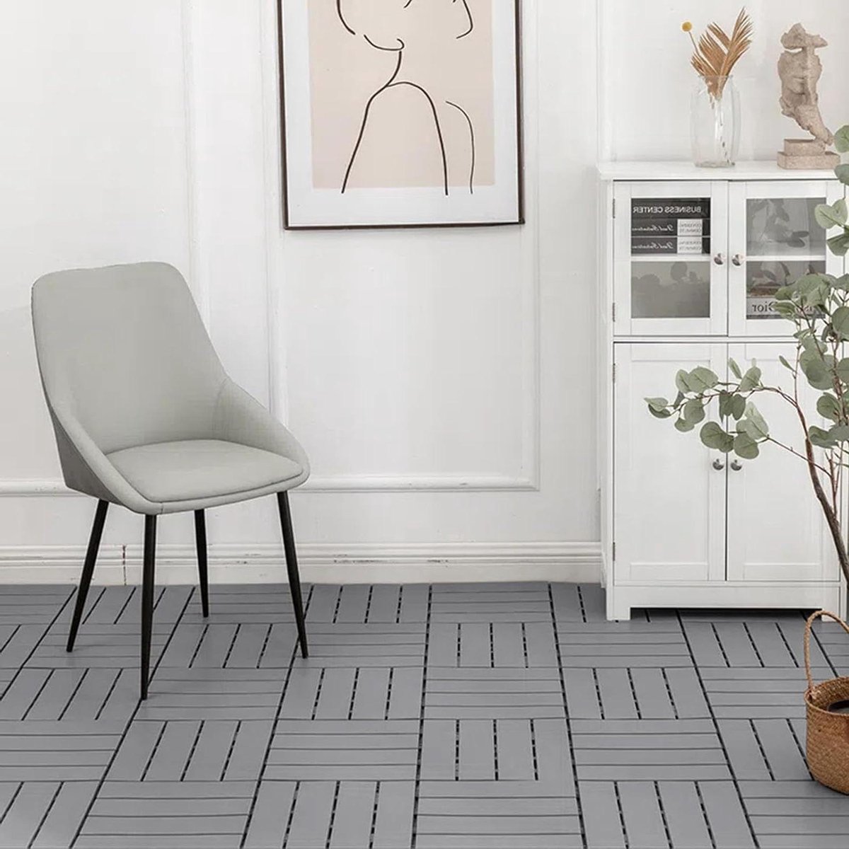 Terrastegels Kunststof - Vloertegels Buiten - Balkon Decoreren - In elkaar grijpend Systeem - 30x30 cm - Grijs