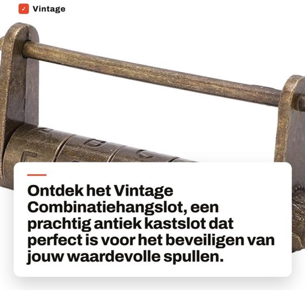 Hangslot Antiek - Combinatiehangslot - Vintage Wachtwoordslot - Kastslot - Juwelendoos - Retro Ontwerp - Slot