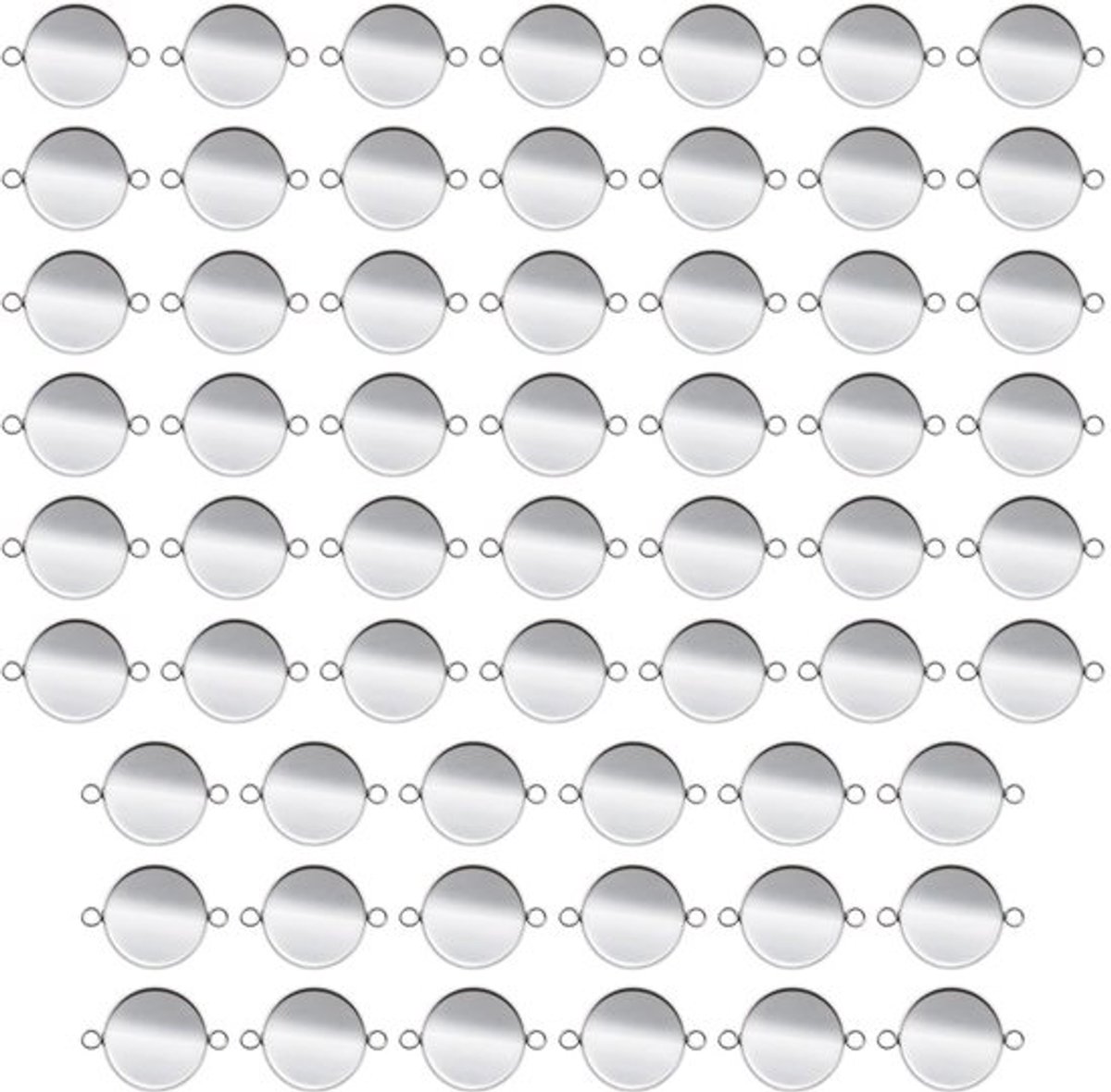 Hanger Trays 60 Stuks - Vlak Rond - Roestvrij Staal - Buitendiameter 20 mm - Binnendiameter 18 mm - Voor DIY Sieraden Maken - Sieradenonderdelen