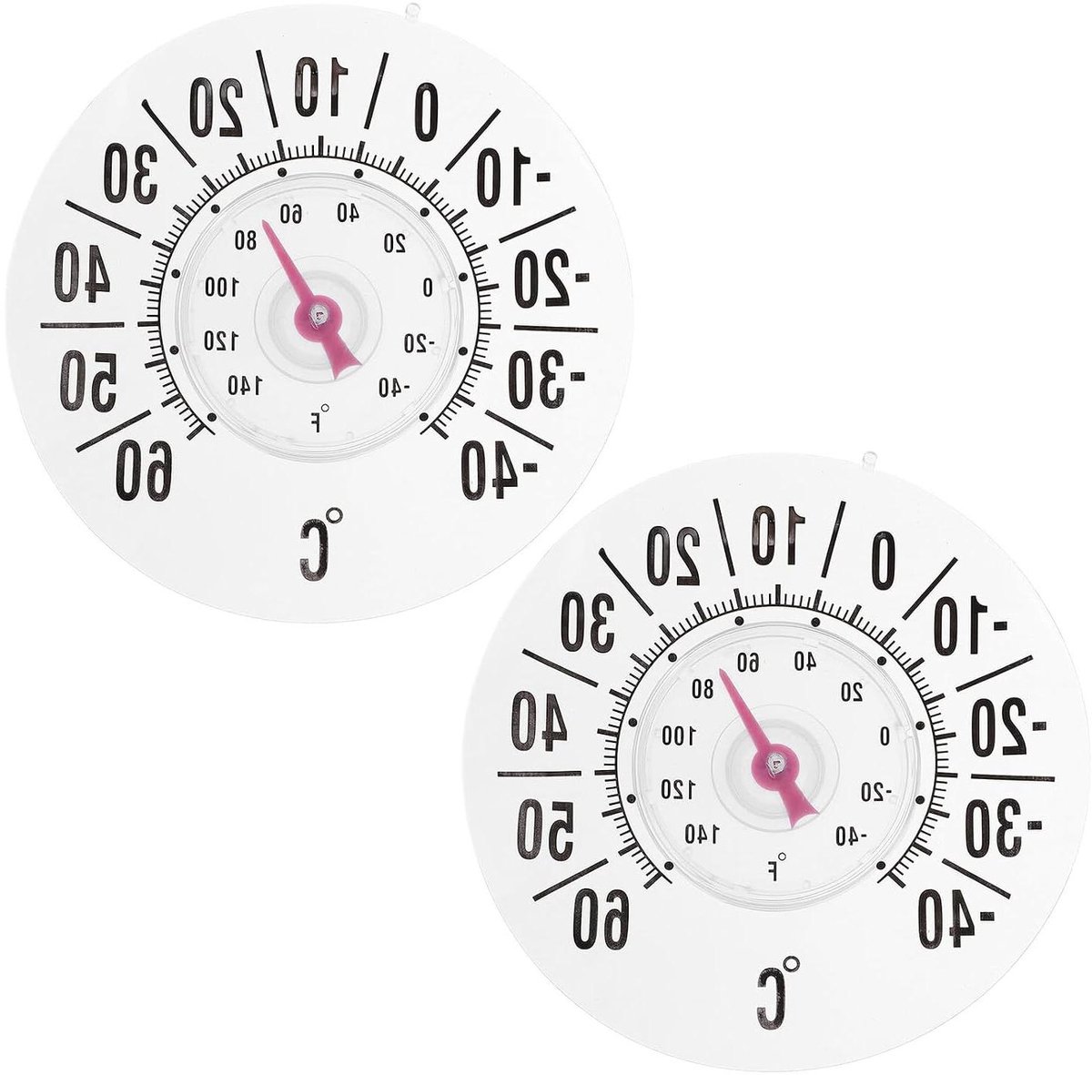 Vensterthermometer Set - Raamtemperatuurmeter - Omgevingsmonitoring - Dubbel Binnen Buiten - 2 stuks - Wit