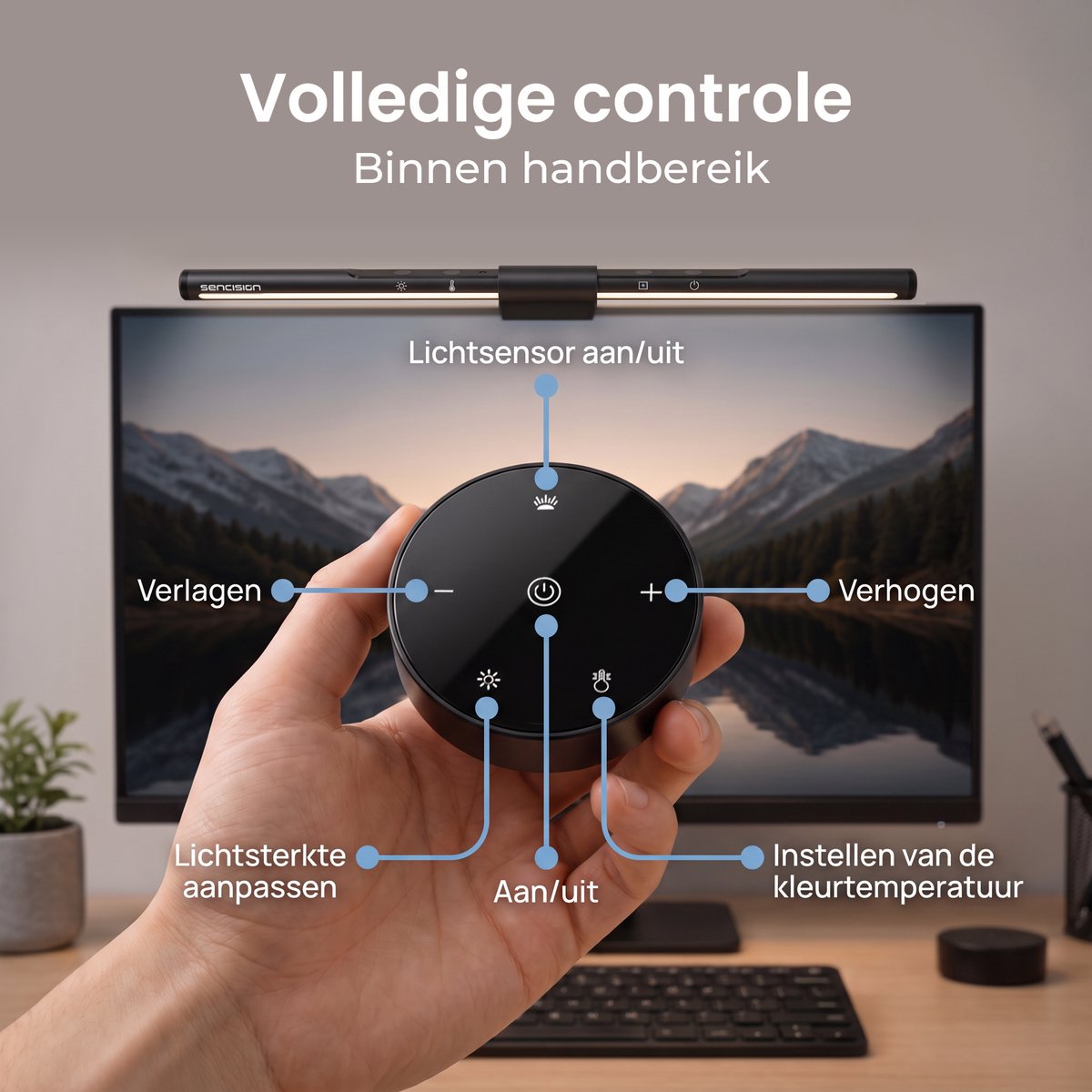 Sencision Monitor lamp met Auto-Dimming - 3000K-6500K thumbnail 5