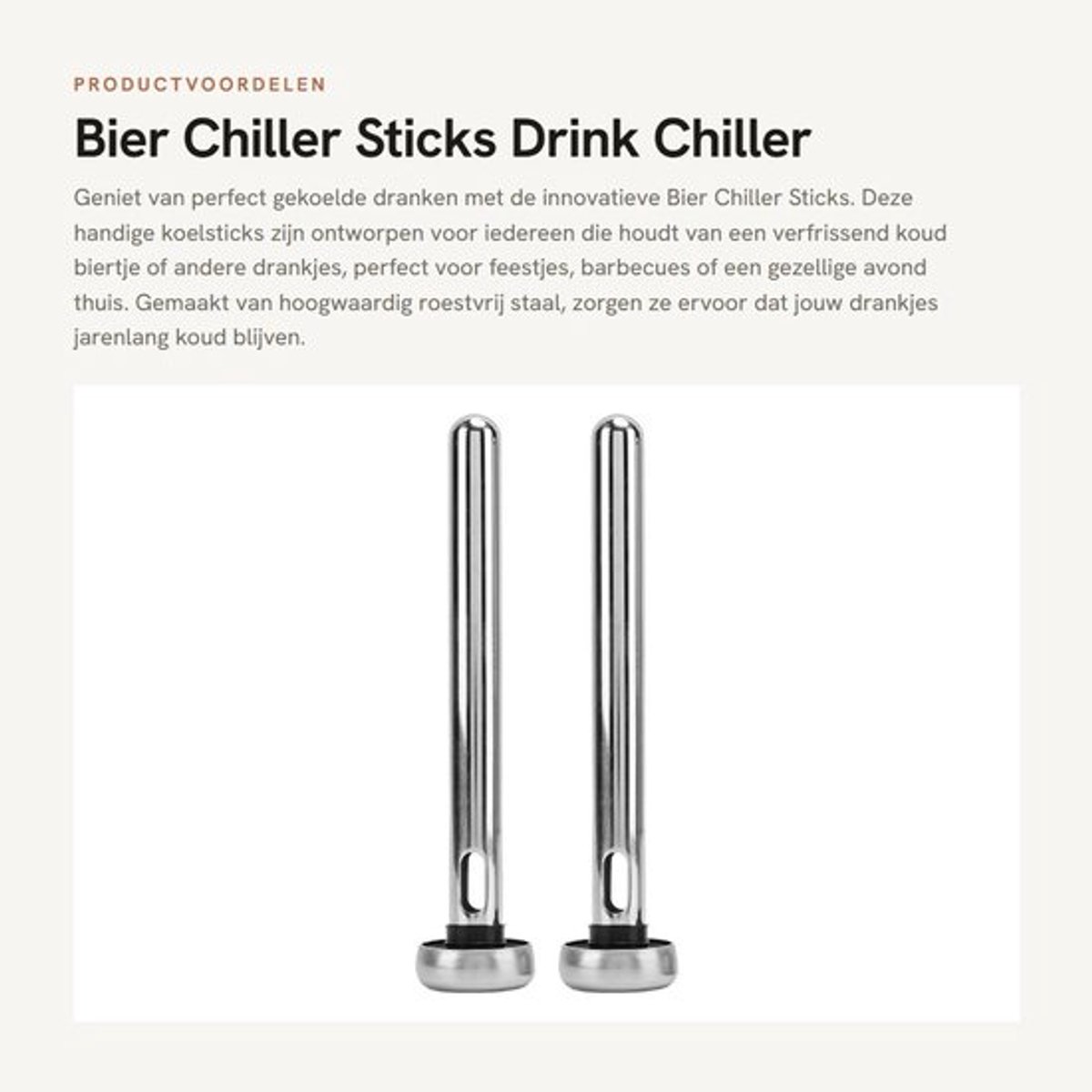 Bierkoelersticks 2 Stuks - Roestvrij Staal - Drink Chiller - Drankfles Koeler - Koelsticks - Geavanceerde Koeltechnologie - Bierkoeler