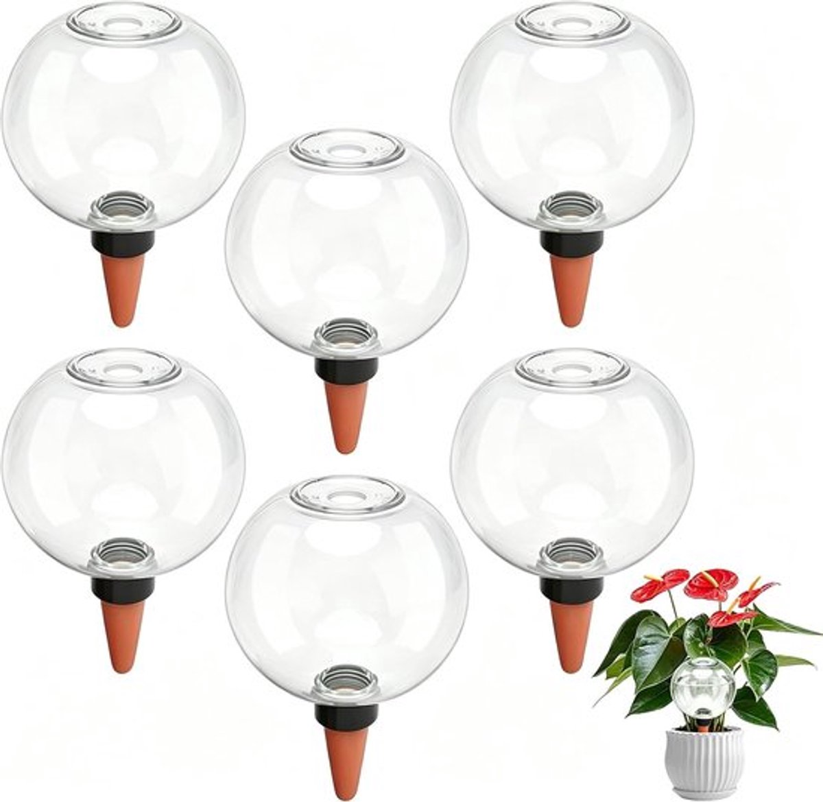 SnelShoppen - Bewateringsballen voor Planten - 6 Stuks Automatische Plantenbewatering - 500 ml Transparante Irrigatiebal voor Kamer, Balkon en Tuinpla
