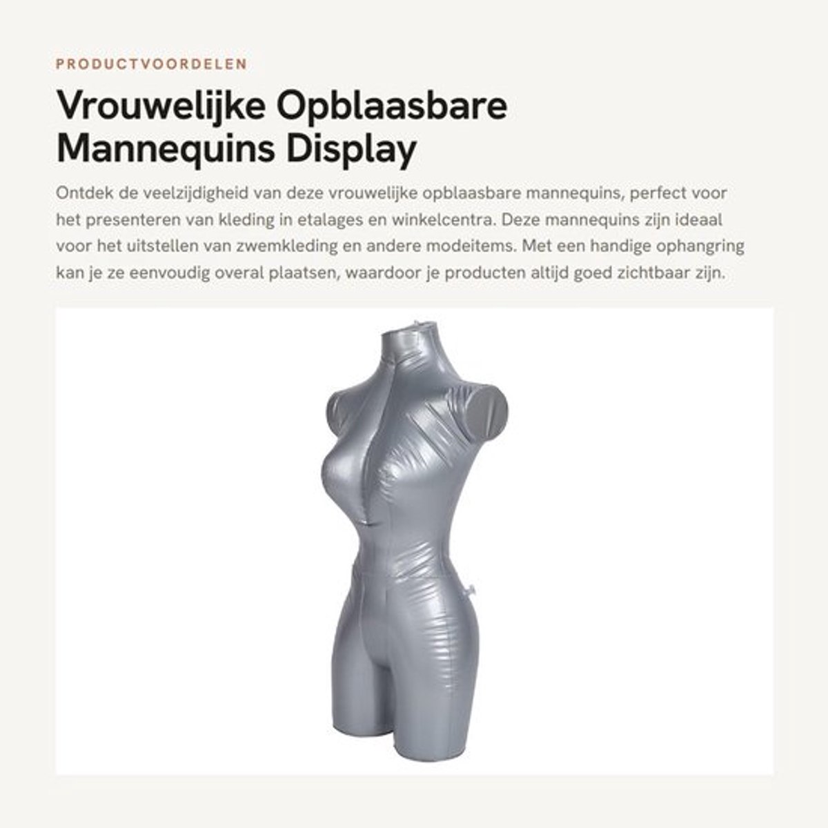 Opblaasbare Mannequin - Vrouwelijk Model - Displayrek voor Kleding - Sterk en Duurzaam PVC - Ophangring - Opvouwbaar en Ruimtebesparend