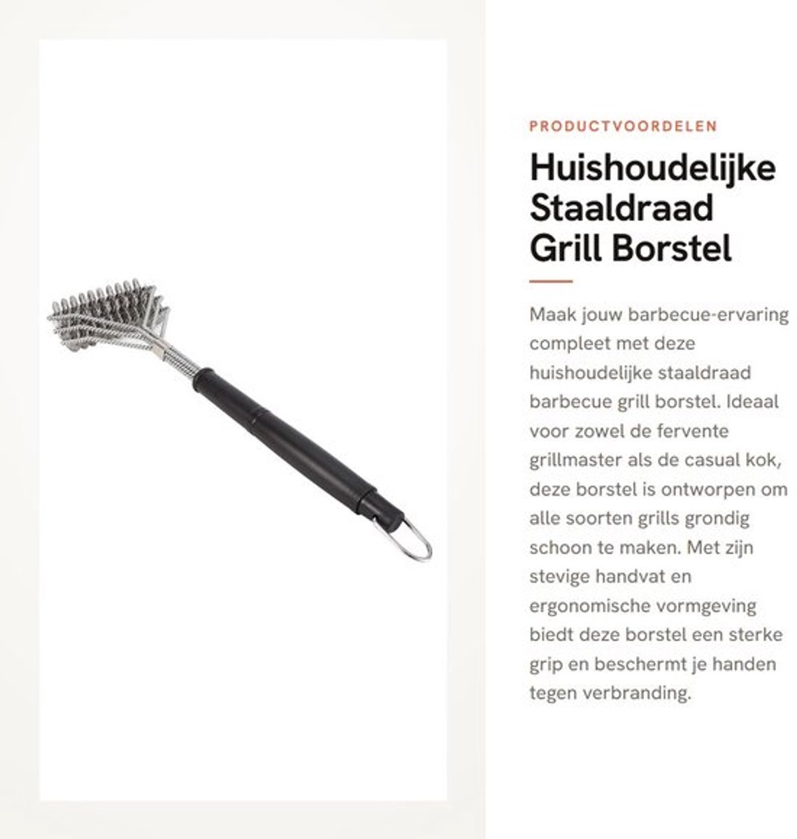Grillborstel Ergonomisch Handvat - BBQ Grillborstel - Schoonmaakaccessoire - Sterk en Slijtvast - Voor Ovens en Buitengrills - Essentieel voor Barbecueliefhebbers - Barbecueborstel