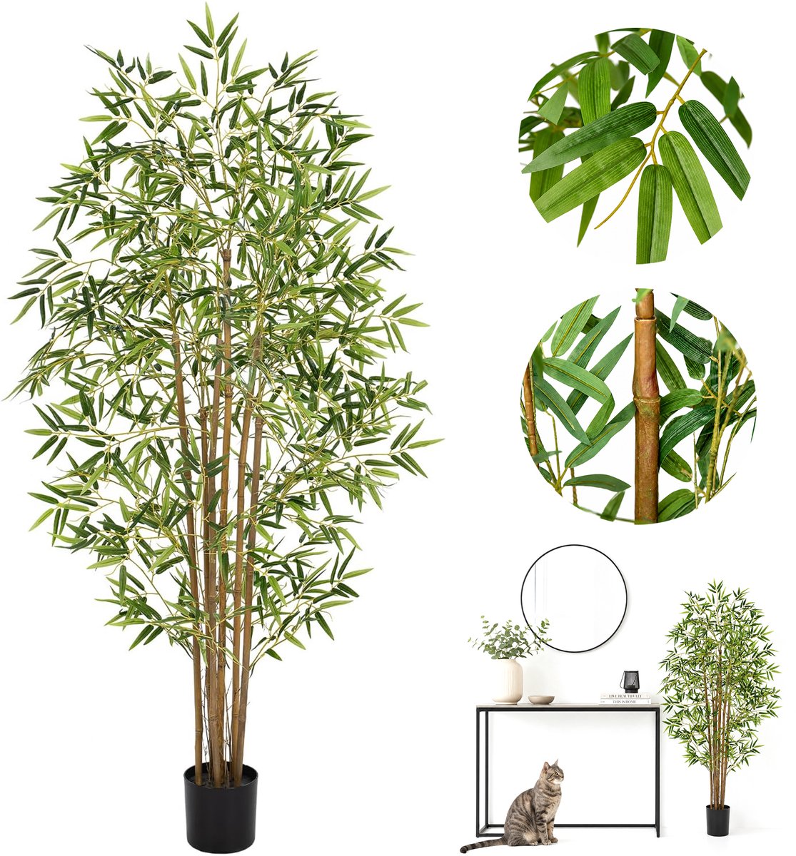REDOM Kunstplant 120 cm – Kunstplantje in Pot – Natuurlijke Bamboe Uitstraling – Onderhoudsvrij – Woonkamer & Kantoor – Kunstplanten Decoratie – Plastic