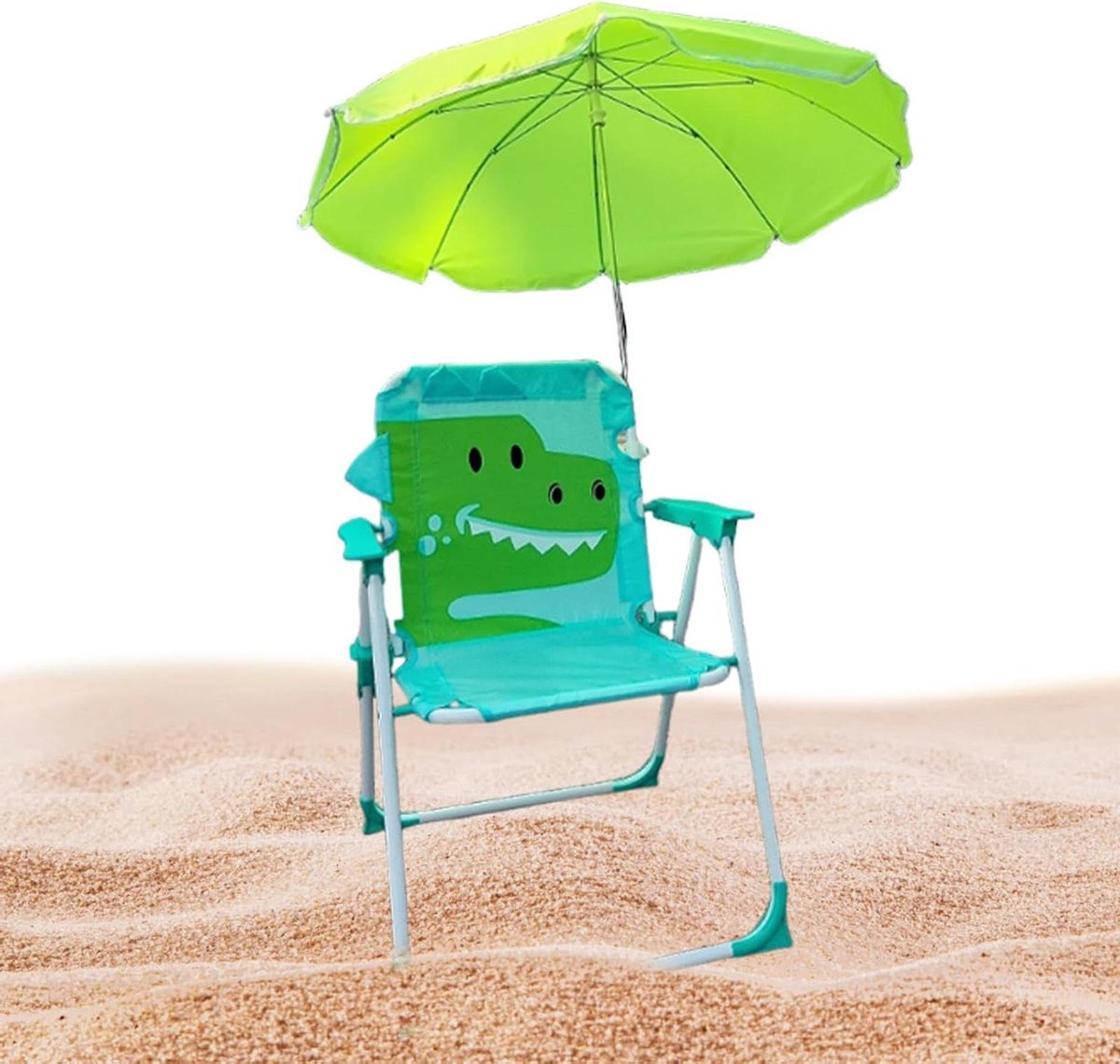 Kinderstoel met parasol - Opvouwbare stoel - Buiten spelen - Verstelbare zonbescherming - 7 x 40 x 7 cm - Krokodil