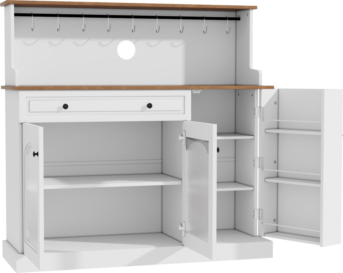 HOLTICO - Standaard serie - Keukenkast & Sideboard - Met werkblad - Met lade - Met bovenste opbergruimte-wit