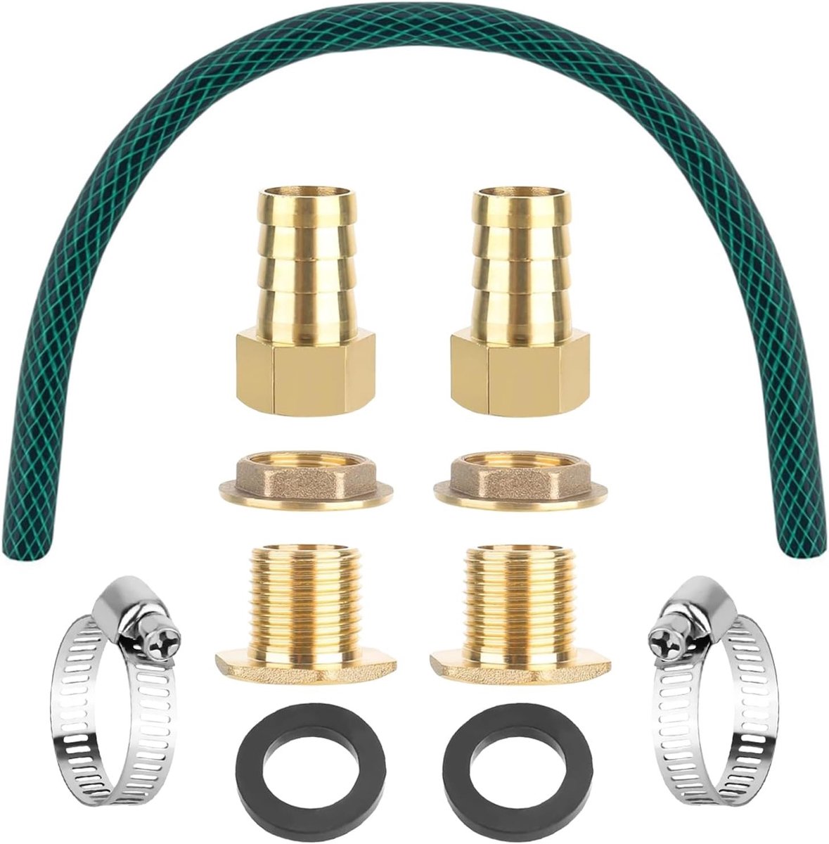 Regenton aansluitset 3/4 inch - messing accessoires - IBC tank aansluiting voor 2 regentonnen - ideaal voor besproeien - ShopVlot