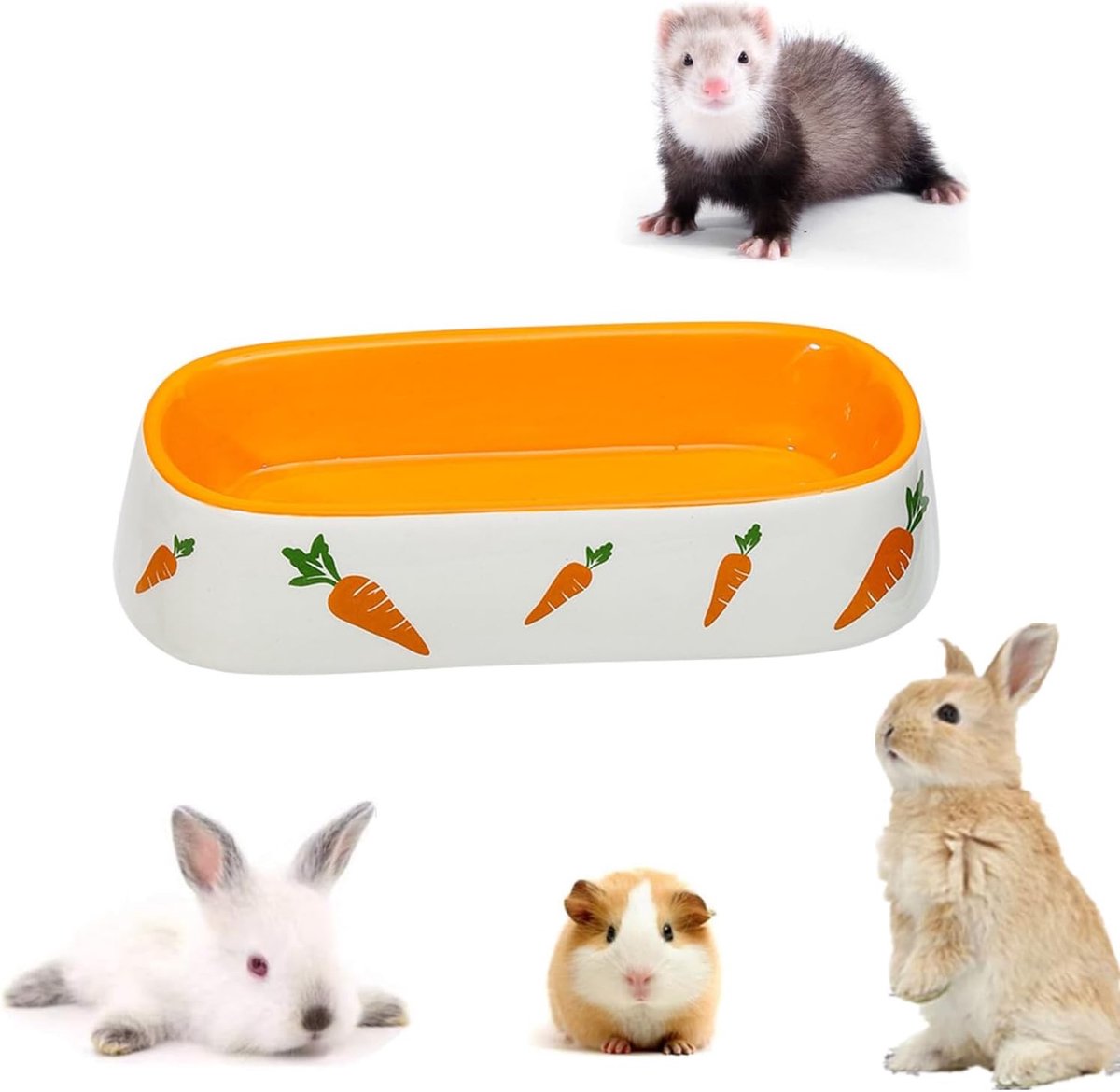 Kleine keramische dierenvoerbak voor hamsters, chinchilla's, egels, puppy's en kittens - ideaal voor knaagdieren en huisdieren