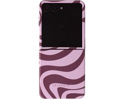 Selencia Hoesje - Geschikt voor Samsung Galaxy Z Flip 8 - Backcover met Magnetische Ring - Wavy Swirl Pink Plum