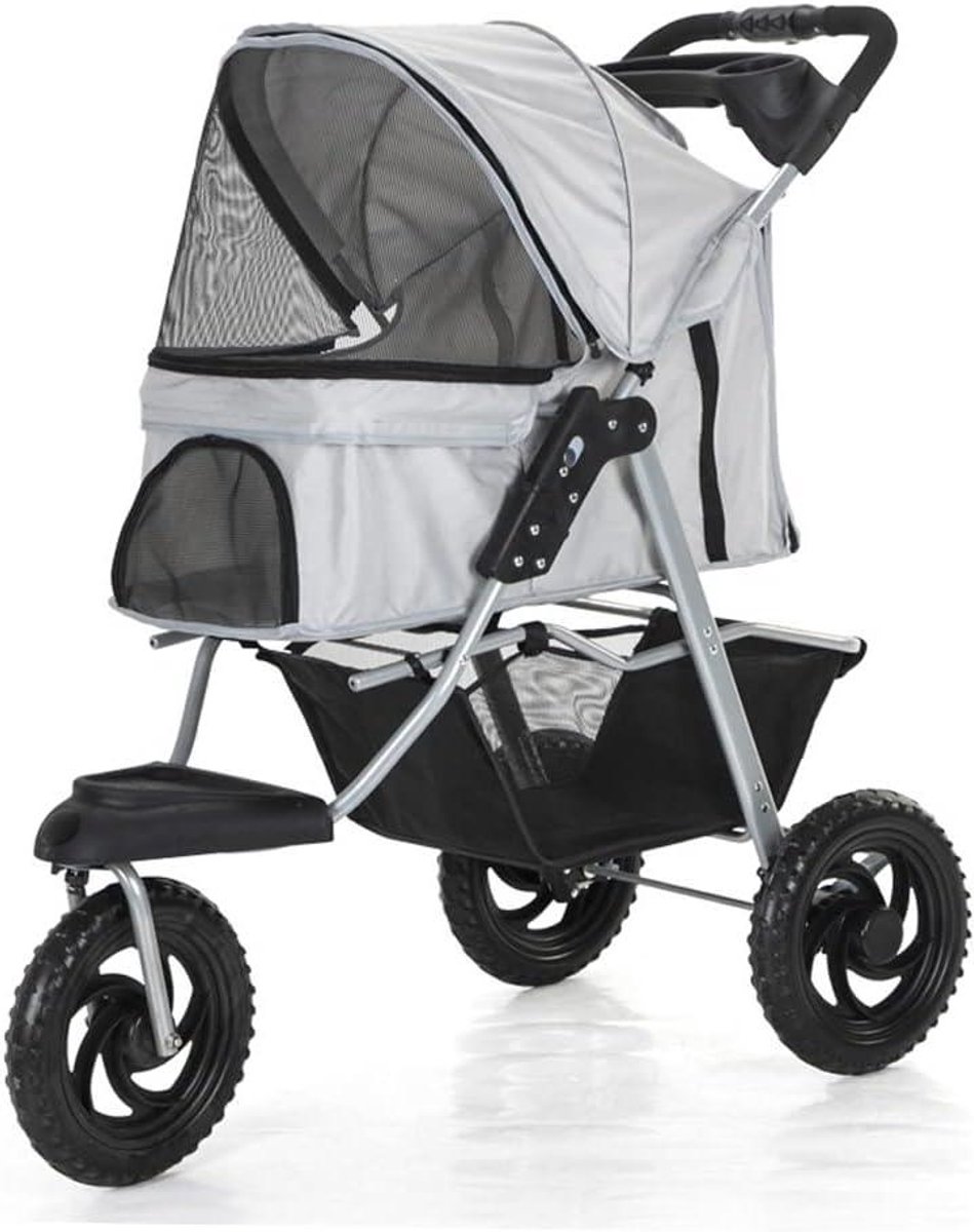 Hondenbuggy - Dierenbuggy Kinderwagen - Huisdieren Meenemen - Opvouwbaar Lichtgewicht - Tot 25 kg - Zwart