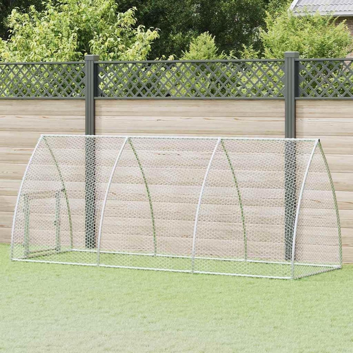 Kippenhok - Rondrennen - Kippen Houden - Verzinkt Staal - 300 x 105 x 120 cm - Zilver
