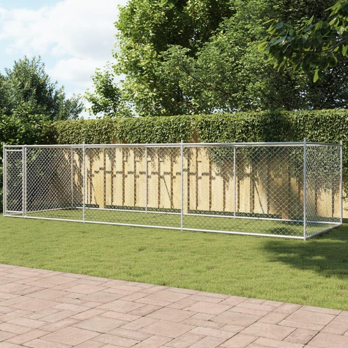 Hondenkennel Buiten - Hondenren Hondenverblijf - Veilige Ruimte Bieden - Afsluitbare Deur - 6 x 2 x 15 m - Grijs