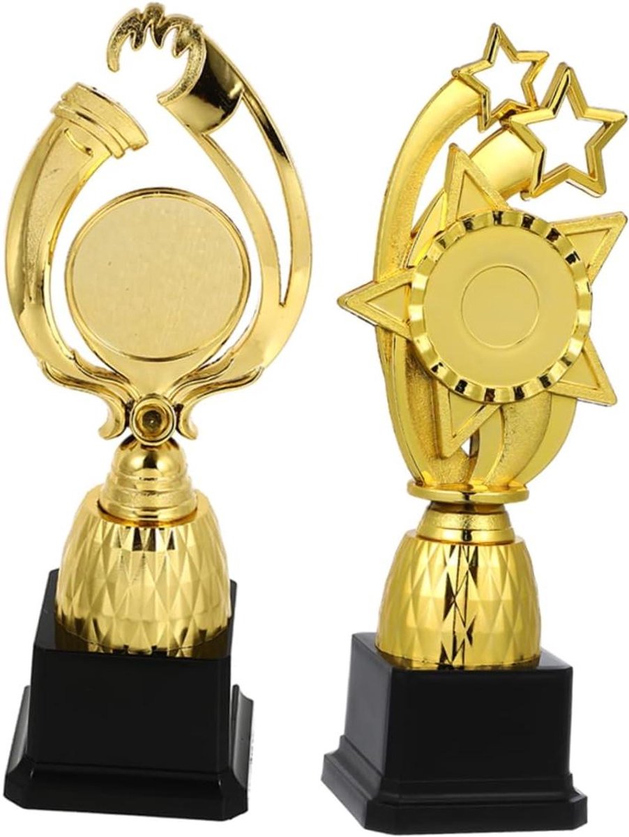 Trofee Bekers - Prijzen Cups - Wedstrijden Belonen - Speciaal Vormgegeven - 7 Centimeter Hoog - Goudkleurig