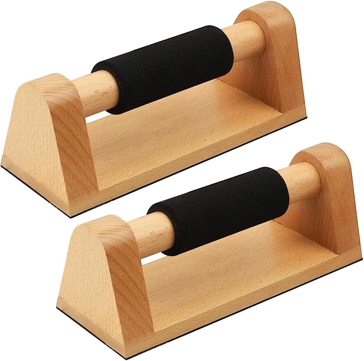 Houten Push-up Handgrepen - Opdrukstangen Fitness - Krachttraining Bovenlichaam - Ergonomisch Ontwerp - 26 x 13 x 13 cm
