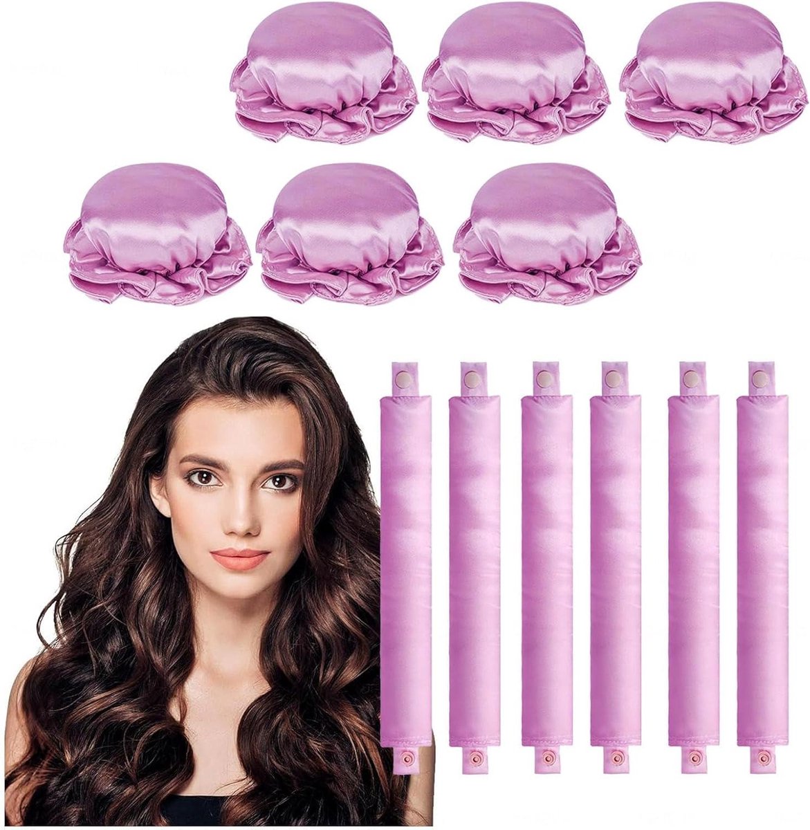 Krulset Zonder Hitte - Haarrollers Slaap - Haar Krullen - Niet-Glijdend Ontwerp - 6 Stuks - Roze