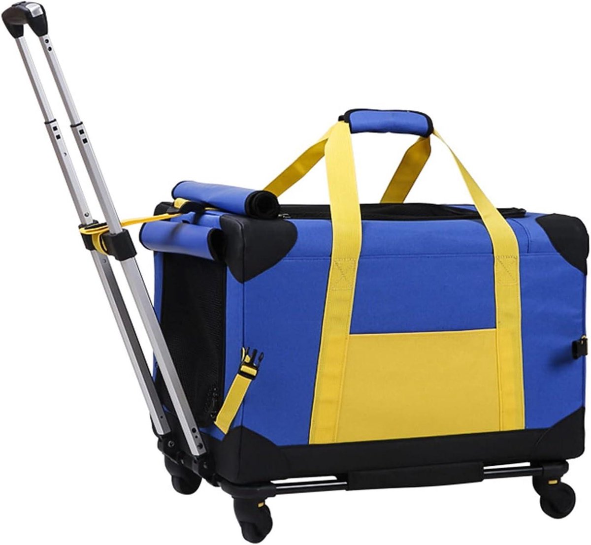 Reiswagen voor huisdieren - Hondenbuggy Kattenbuggy - Comfortabel reizen - Verstelbaar handvat - Max 15kg - Geel