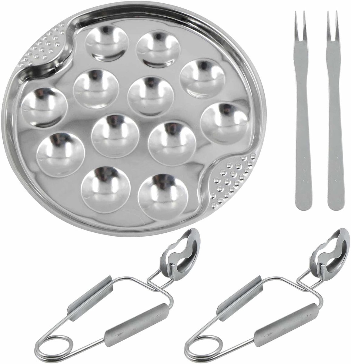 Slakkenbord Set met Tang en Vork voor Zeevruchten