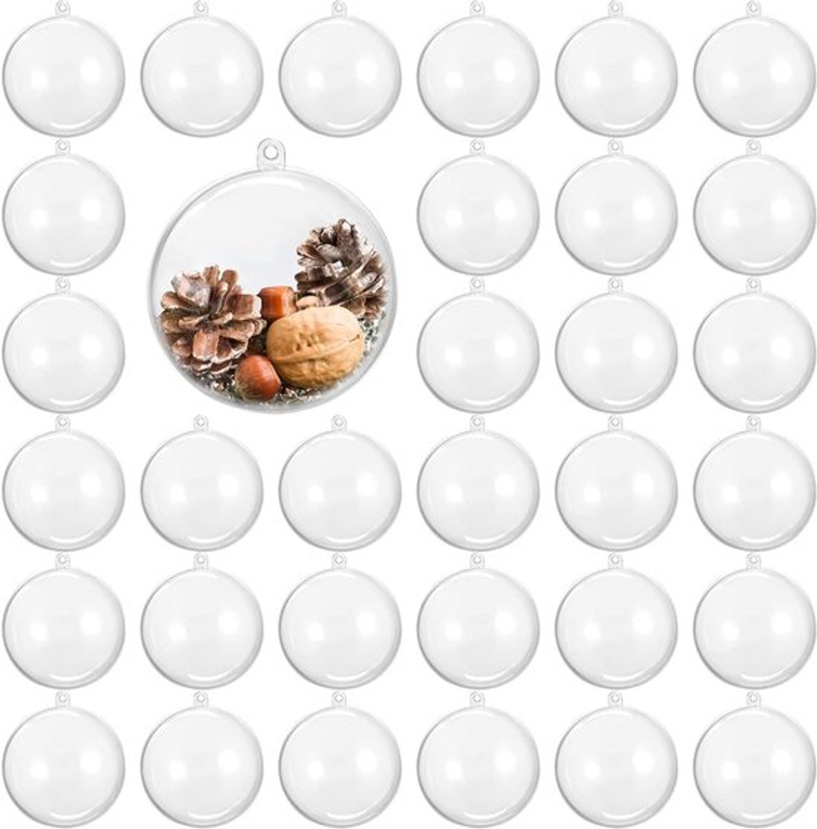 48 Transparante Kerstballen om te Vullen en Versieren (8cm) - Persoonlijke Kerstboomdecoraties - DIY Decoratie voor Kerst, Bruiloften en Feesten
