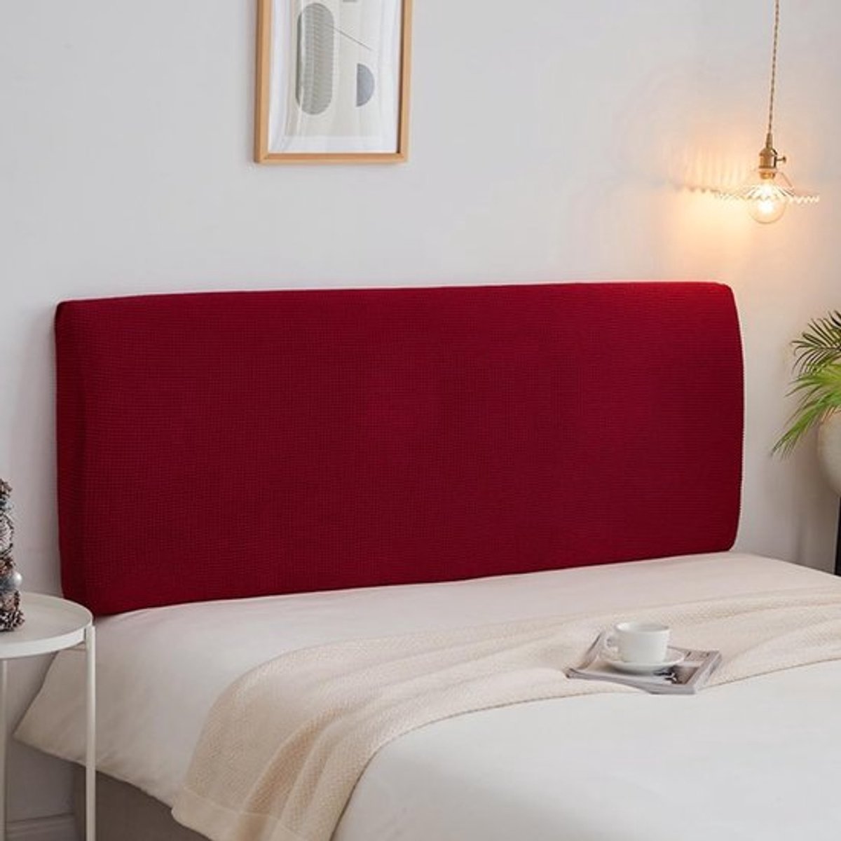 Verstelbare Hoofdbordhoes voor Bed, Beschermende Stretch Hoes voor Gevoerd Hoofdbord, Geschikt voor Hoofdborden van 170-190 cm, Rood, Ideaal voor Interieur en Bescherming
