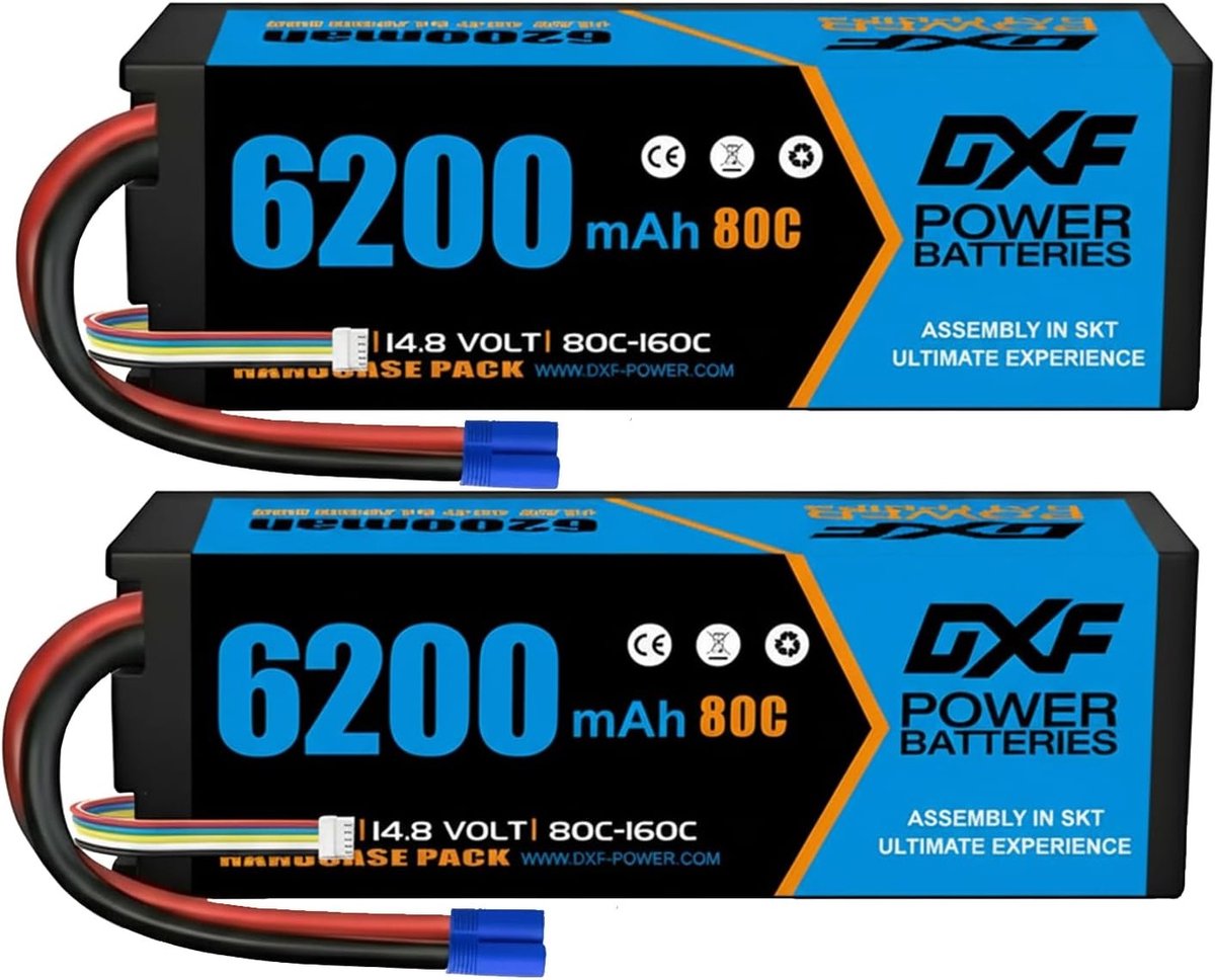 Rc vliegtuig - LiPo Accu 14,8V - 6200mAh 80C Hardcase Batterij met EC5-connector - Voor RC Auto en Helikopter