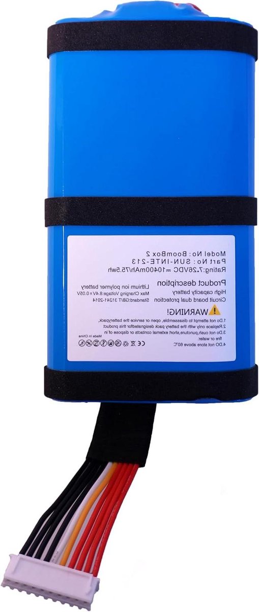Draadloze Batterij - Accu Vervanging - Boombox Opladen - Hoge Capaciteit - 10000 mAh - Zwart