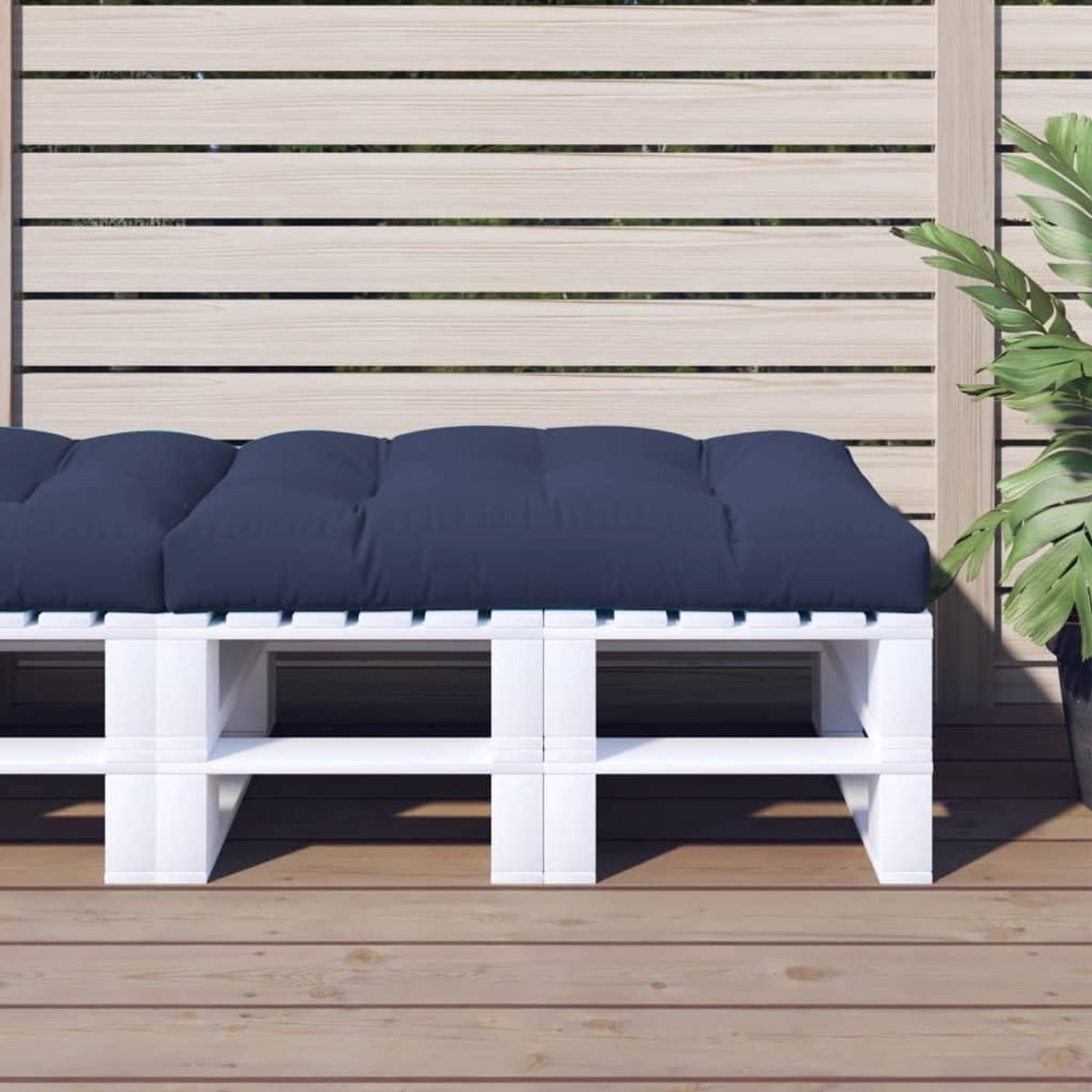 Palletkussen - Zitkussen Tuinbank - Buiten Ontspannen - Waterafstotende Stof - 120 x 80 cm - Marineblauw