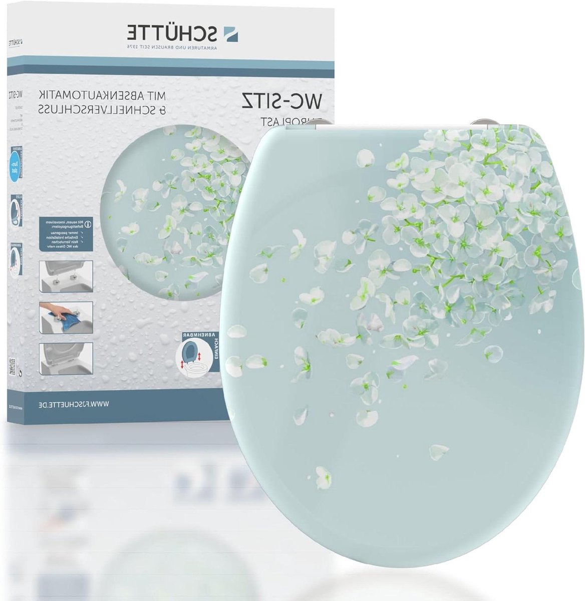 Wc-bril met motief - Toiletdeksel Duroplast - Badkamer Hygiëne - Softclose en Snelreiniging - Universele Pasvorm - Wind Flower