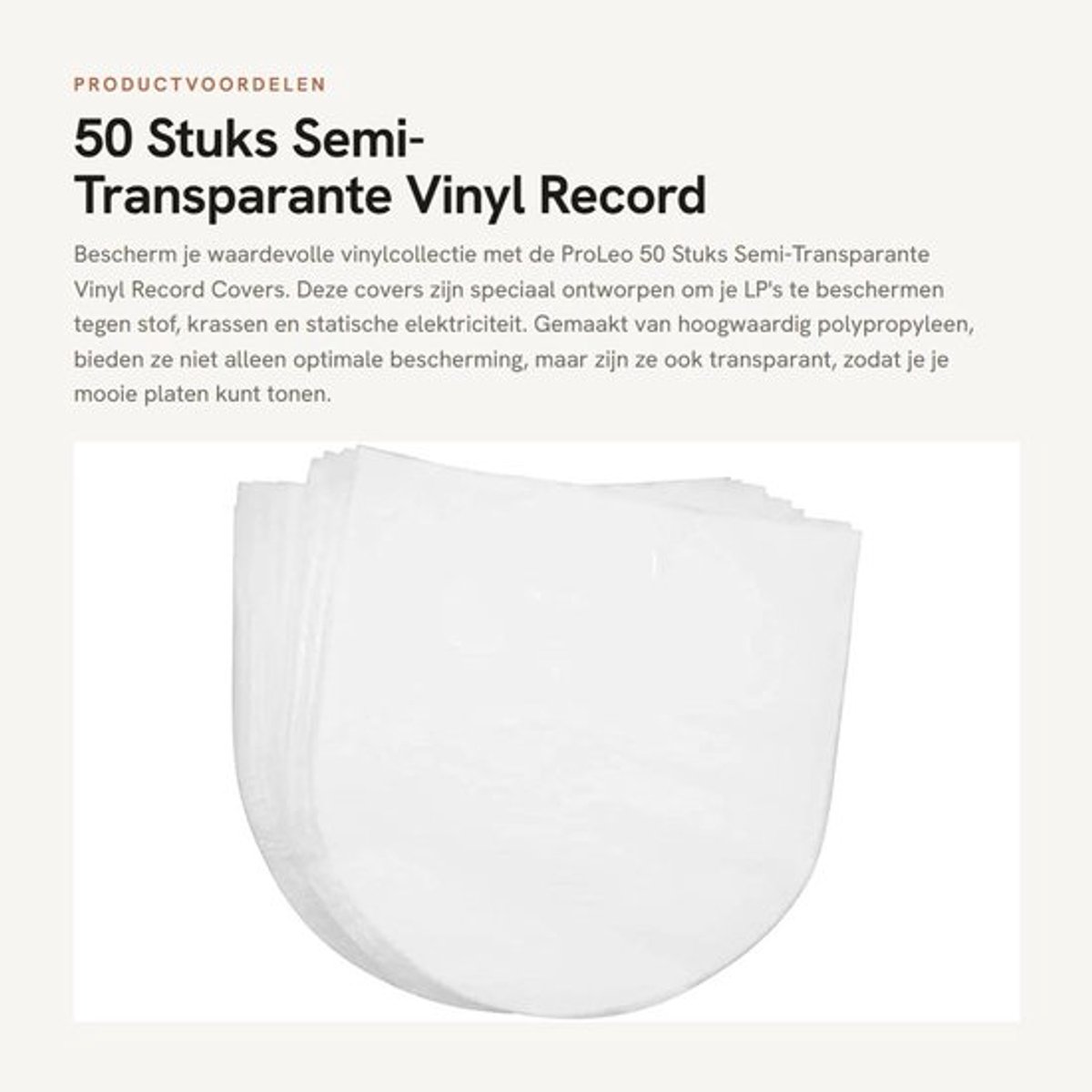 50 Stuks Semi-Transparante Vinyl Record Covers - Bescherming voor LPP Albums