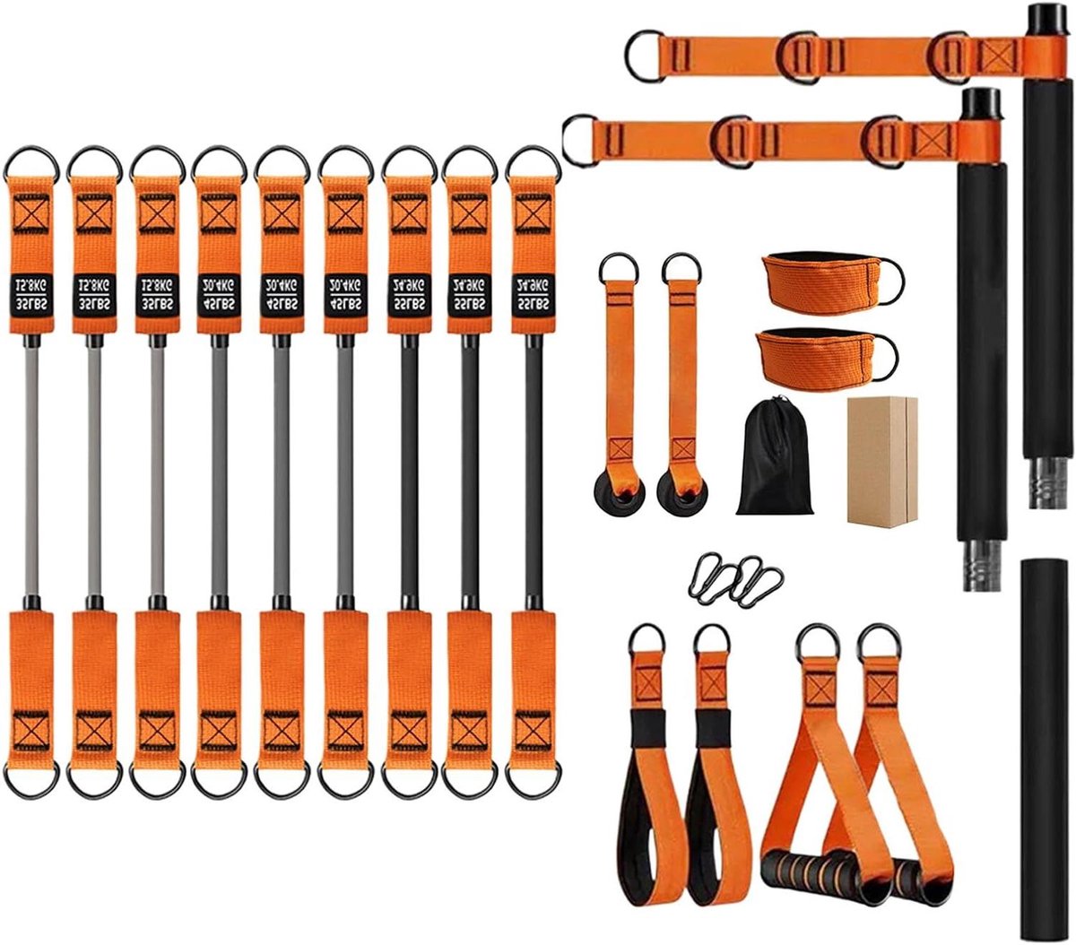 Pilates Bar Set - Fitness Set - Full Body Training - Verstelbare Weerstand - 39 x 17 x 12 cm