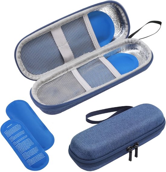 Lnsuline Koeltas- Tas Medische Etui voor Insulinepennen - Waterdichte en Thermisch Isolerende Medicijnen Koeltas voor op Reis en Kamperen - Compact Medicatjetasje -Inclusief 2 koelelementen van 90g-bluaw — afbeelding 5
