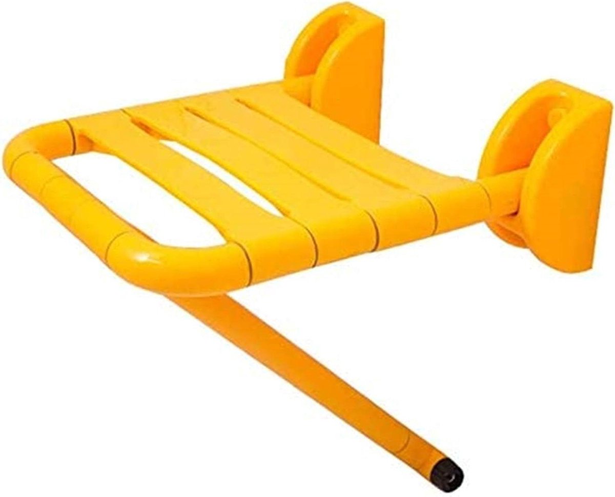 Douchestoel Wandmontage - Douchekruk Opklapbaar - Veilig Douchen - Opklapbaar Ontwerp - 48 cm Hoogte - Geel