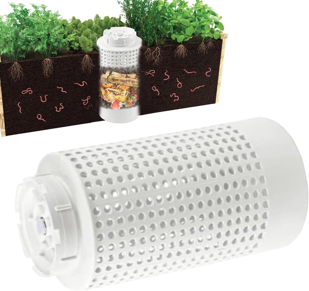 Wormencomposteringsbak - Compostbak Mestbak - Keukenafval Verwerken - Ondergronds Geïntegreerd - 30x16cm - Zwart
