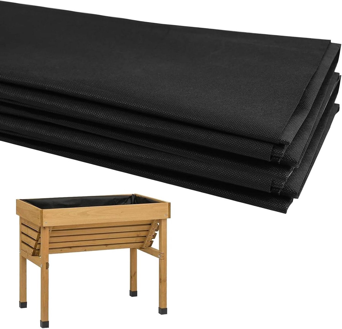 Landschapsstof Verhoogd Bed - Tuinbed Voering Onkruidblok - Onkruid Voorkomen - Duurzaam Niet-geweven Stof - 160x210 cm - Zwart