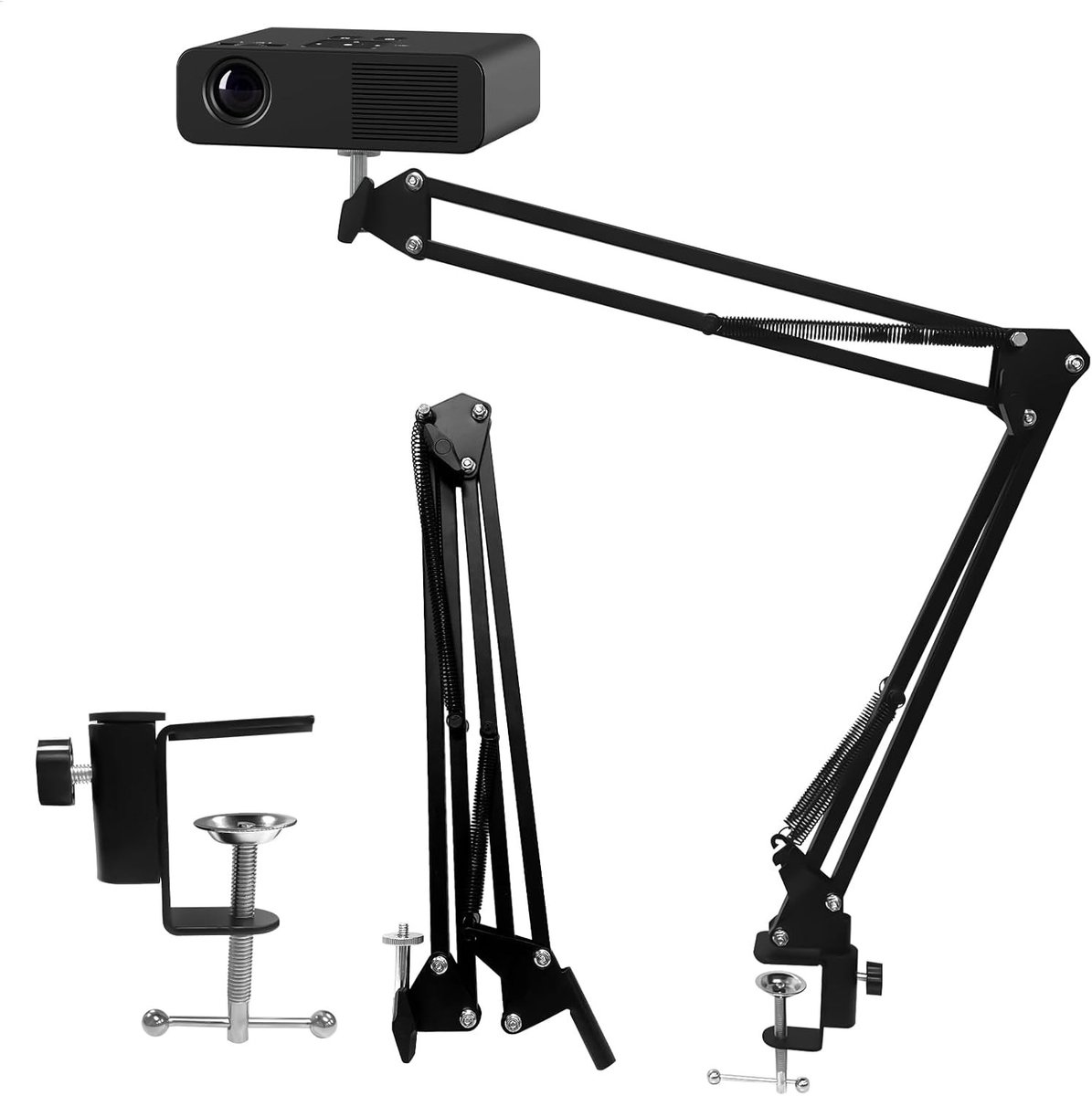 SnelShoppen - Opvouwbare Beamerhouder voor Bed, 360° Draaibare Projectorstandaard, Sterke Metalen Buizen, Verstelbare Beamerstandaard voor Thuisbiosco