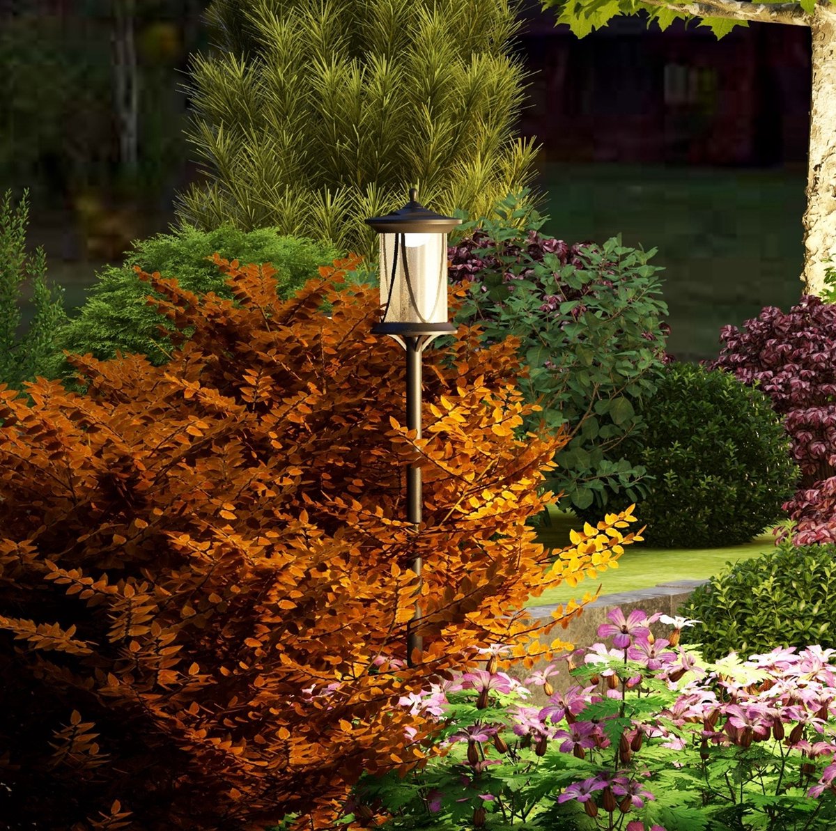 COVREO Lantaarnpaal solar LED 17x17x127 cm zwart, IP44, koud wit licht