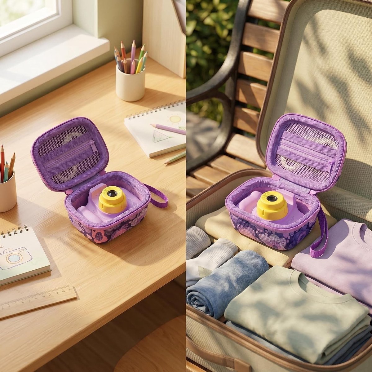 Draagbare Opbergkoffer voor Mini Digitale Huisdieren en Accessoires - Ideaal voor Kinderen, Speelgoed en Cadeaus in Paars