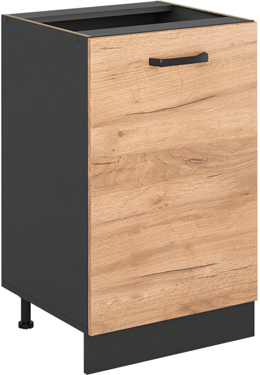 Vicco Keukenonderkast R-Line, Goudkleurig Eiken/Antraciet, 50 cm zonder werkblad