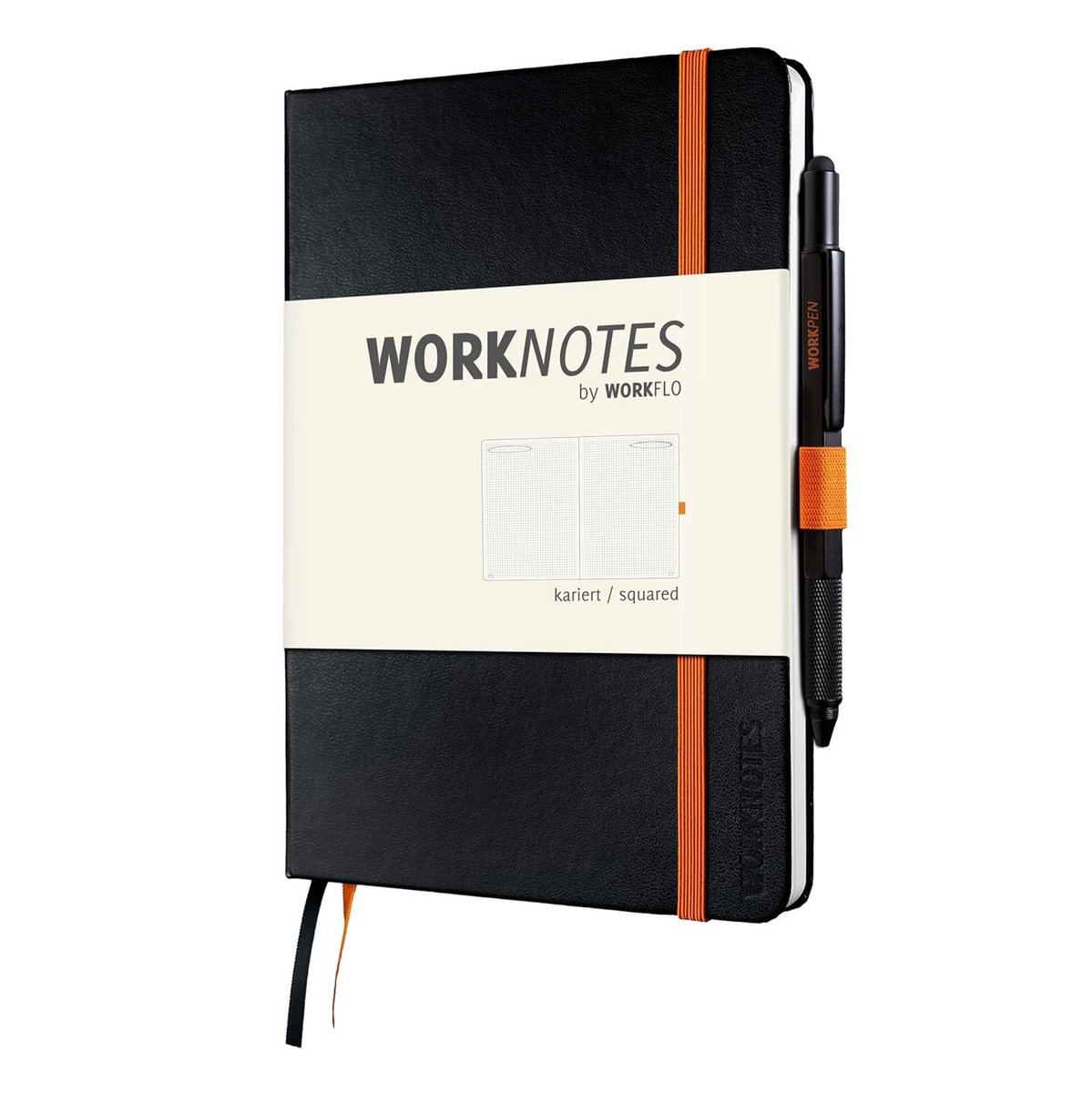 Digitaal notitieblok - Zwart - A5 - Hardcover met Geruite Pagina's en Pennenlus - Voor Creatievelingen en Makers