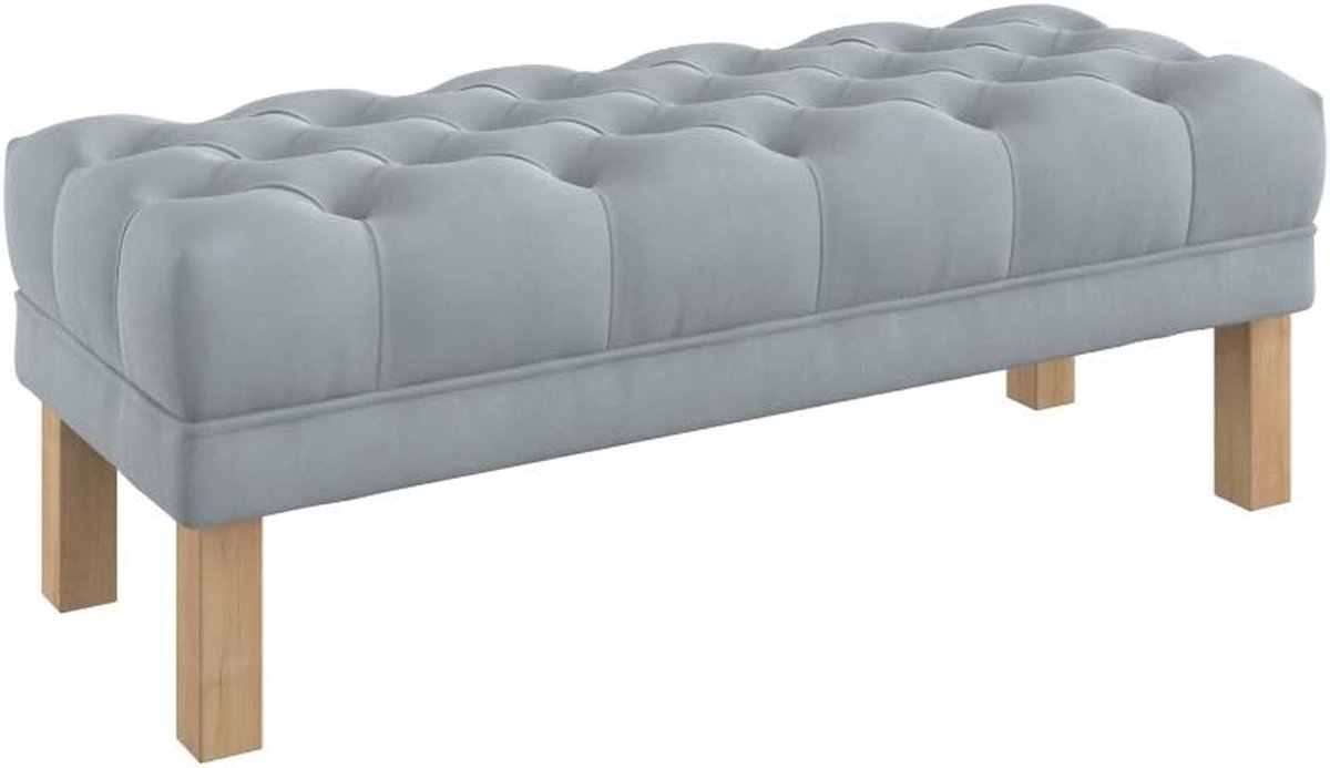 Zitbank Velvet - Voetenbankje Halbank - Zitten en Ontspannen - Diep Geknoopt Blad - 120 cm Breed - Grijs