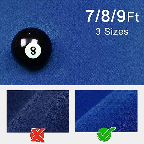 Biljartdoek Pooltafel Vilt - Tafelkleed Poolspel - Nauwkeurig Balrollen - Snelle Snelheid Doek - Voor 7/8/9 ft Tafel - Blauw — afbeelding 2