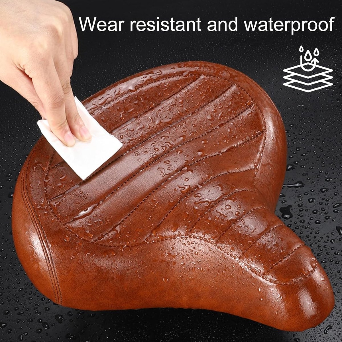 Comfortabel ergonomisch fietszadel - Bruin - 26,5 x 25 x 14 cm - Zacht gevoerd PU-leer - Voor dames en heren