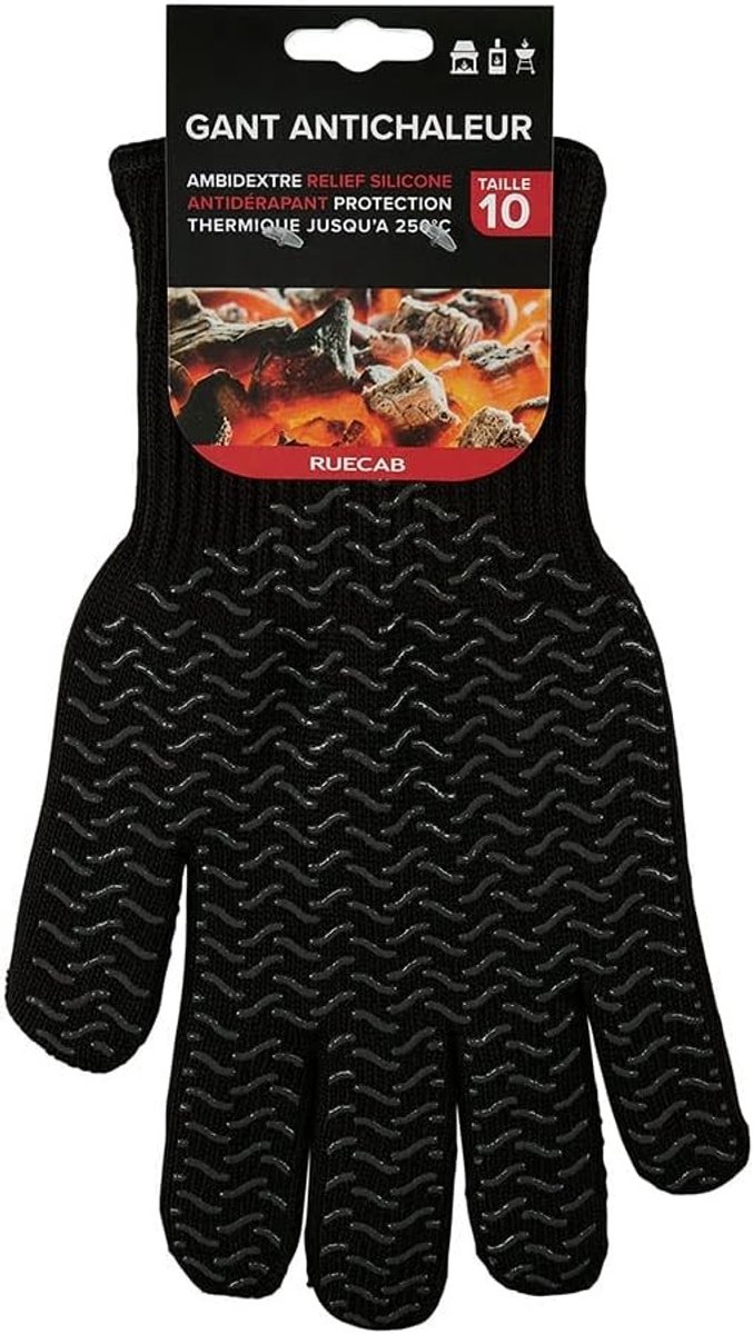 Hittebeschermende Handschoen - Zwart - Maat 10 - Antislip met Hittebescherming tot 250°C - Voor BBQ en Grill