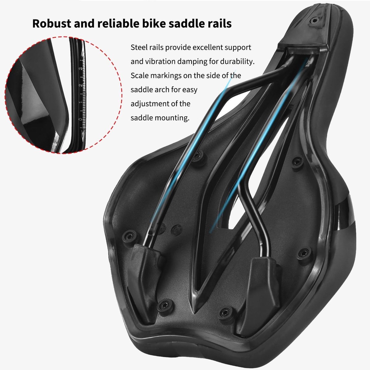Comfortabel ergonomisch fietszadel - Zwart - 25,6 x 15,8 cm - Memory Foam met Waterdichte Hoes - Voor Bergfietsen
