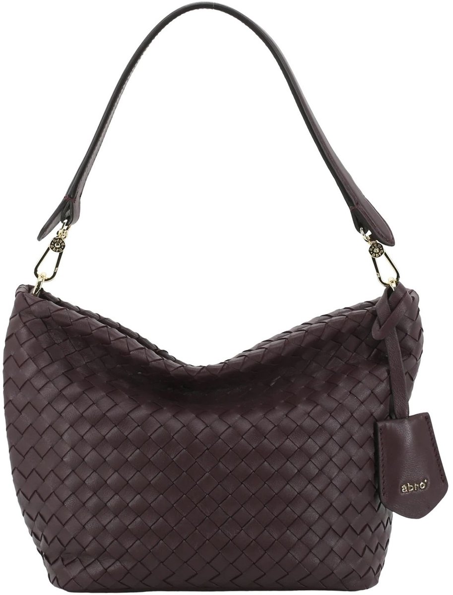 abro schoudertas Leather Piuma Opaco Ebony Shoulder Bag Burgundy wijnrood