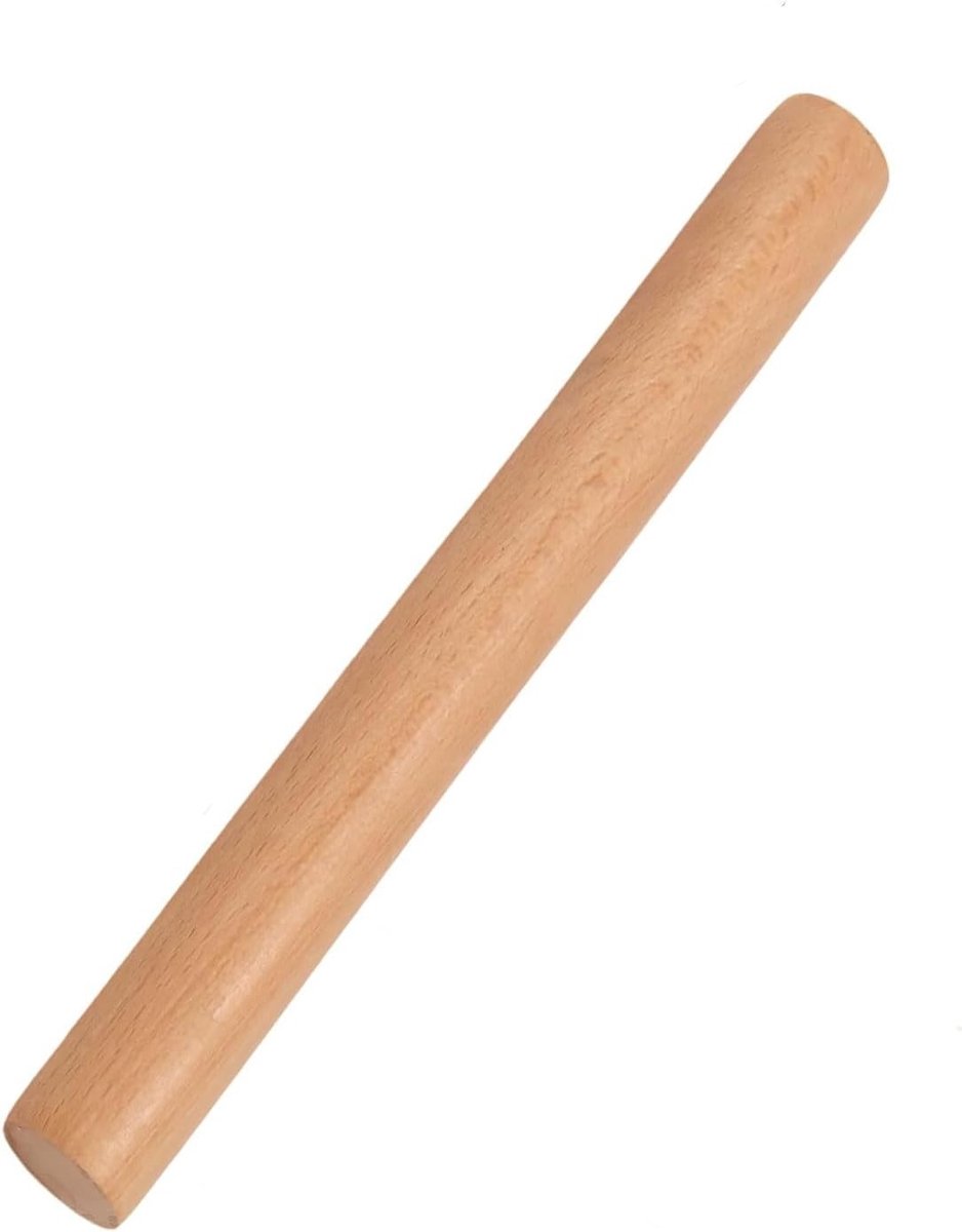 Houten deegroller 30 x 3 cm voor het bakken van pizza, koekjes en pasta, ideaal voor fondant en deeg
