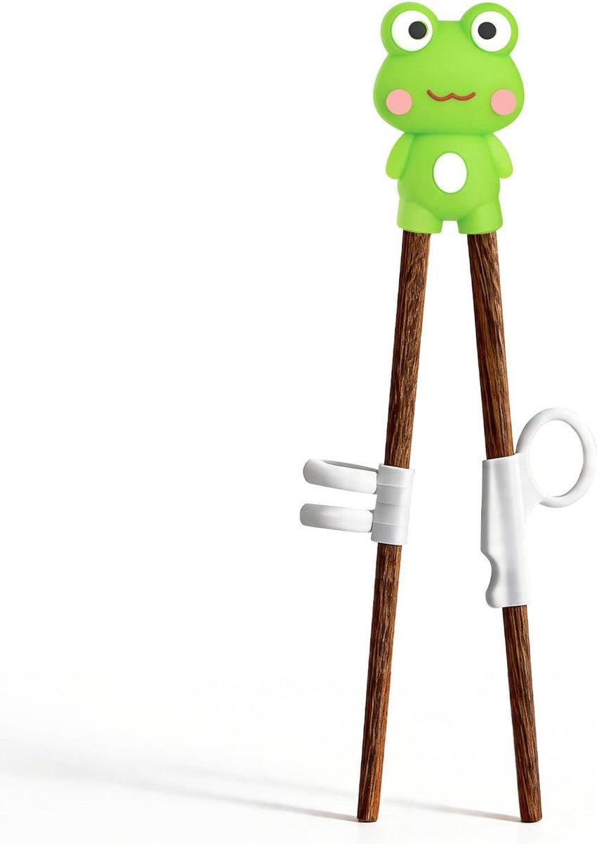 Houten Trainingsstokjes voor Kinderen van 1-8 Jaar - 18 cm Lange 3-Vinger Hulp, BPA-vrij en Vaatwasserbestendig, Ideaal voor Beginners en Eten Oefenen