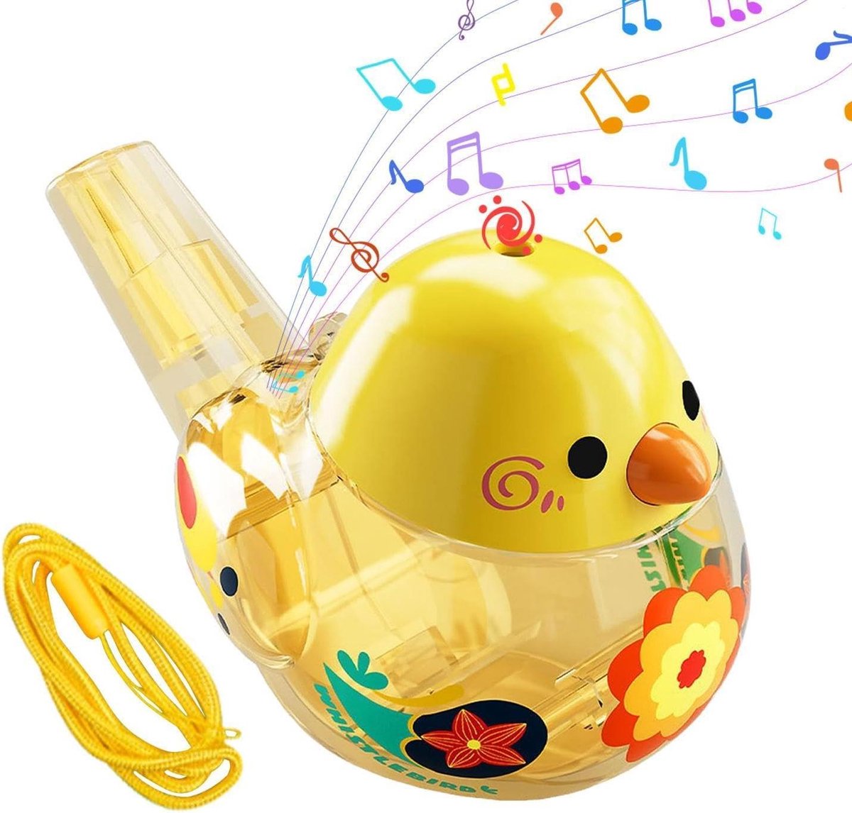 Vogel Waterfluit - Nieuwigheid Muziekinstrument - Vogelgeluid Nabootsen - Realistisch Geluid - 9.5x6x6 cm - Geel